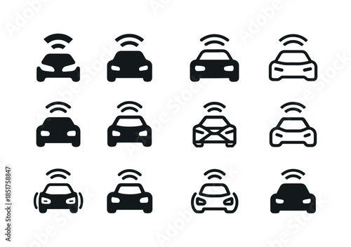 Self-Driving Car Logos. self-driving cars. Icon set. Set Logo of