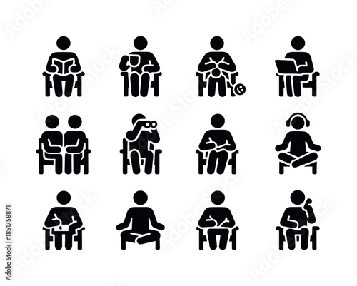 Porch Activities Icons. Porch activities. Solid icon set of porc