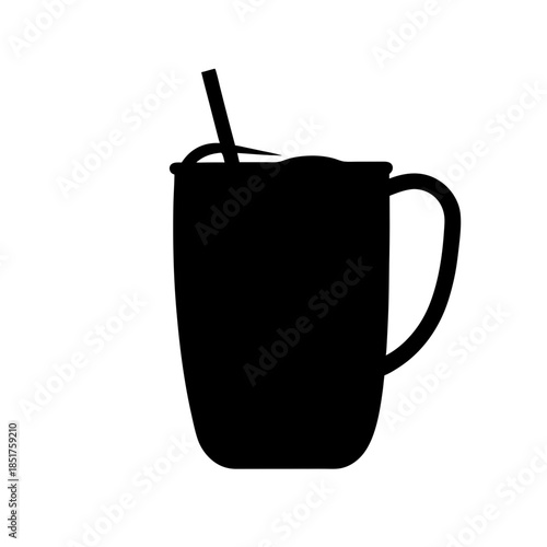 Black coffee mug with straw