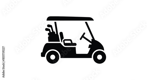 A black golf cart design depicted as a solid striking silhouette