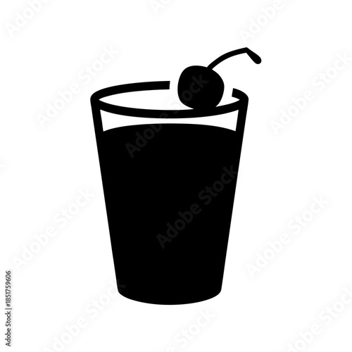 Glass of dark beverage with cherry