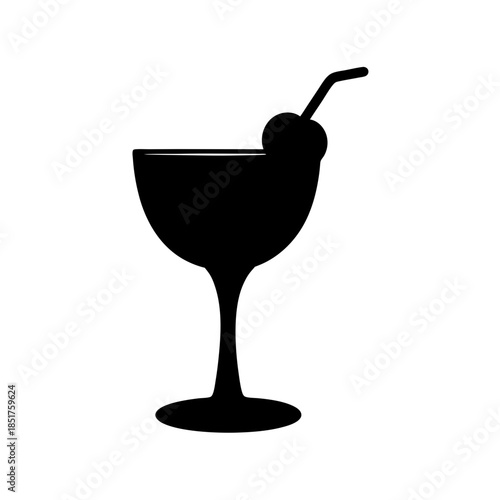 Classic cocktail with cherry garnish