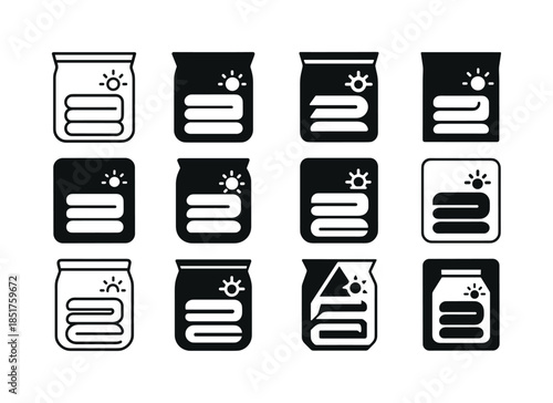 Summer Clothes Logos. Putting away summer clothes. Icon set. Set