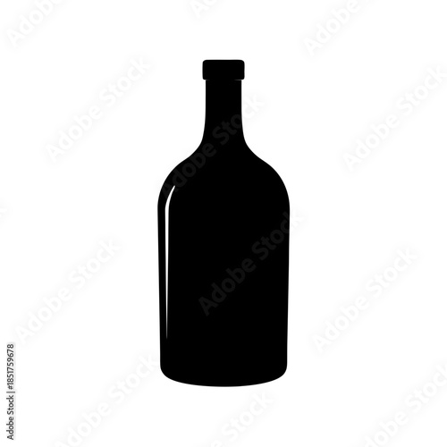 Empty dark glass bottle