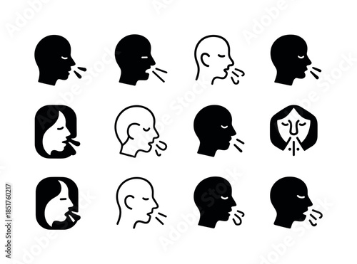 Cold and Flu Icons. Cold and flu symptoms. Icon set. Set Logo of