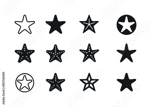 Marine Life Logo Set. Marine life near the shore (rocky tide poo