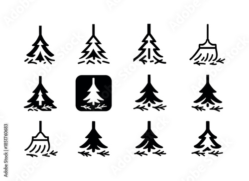 Holiday Cleanup Icons. Cleaning up after holidays. Icon set. Set