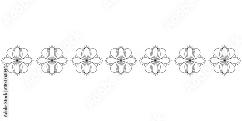 Floral seamless border template design. Vector illustration of hand drawn flowers seamless border. Perfect floral dress bottom decor print. EPS 10