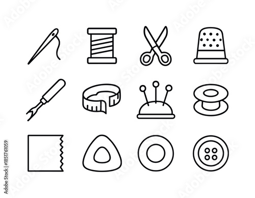 Sewing Tool Icons. Sewing Tools. Line icon set of Sewing Tools: