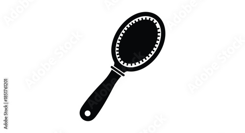 Simple black and white illustration of a hairbrush showcasing its elegant form silhouette