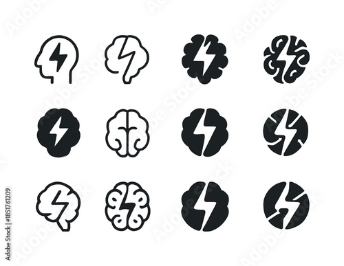 Mental Game Icons. Winning the mental game. Icon set. Set Logo o