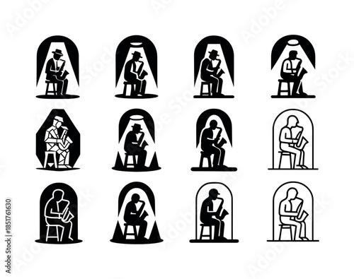 Jazz Saxophone Logos. a jazz musician playing a saxophone in a d