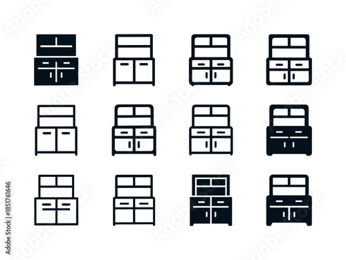 Kitchen Logo Icons. Kitchens and Dining Room Designs. Icon set.