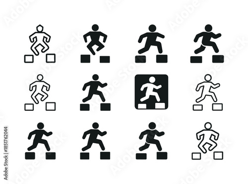 Plyometric Logo Variations. Plyometrics. Icon set. Set Logo of P