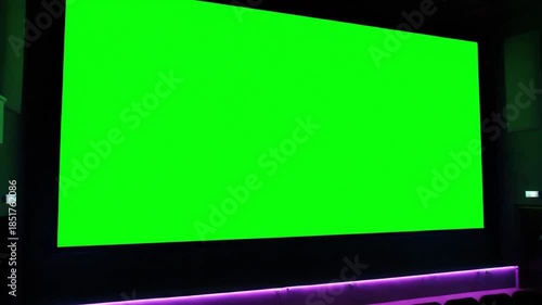 Empty Cinema Auditorium Screen Ready For Movie Projection Or Presentation