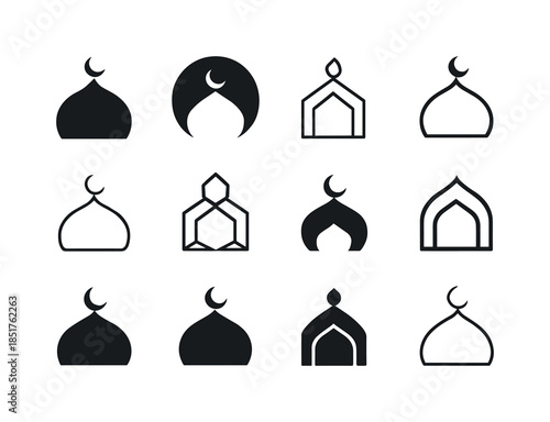 Sacred Sites Icon Set. Tourism and visiting sacred sites. Icon s