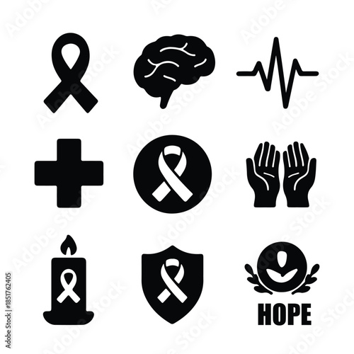 Epilepsy Awareness Icons in Black.eps