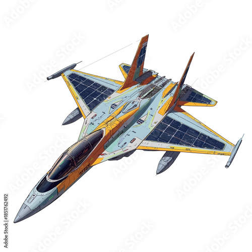 Future Military Jet with Sollar Cell Technologi Concept