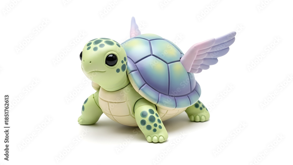 Fototapeta premium Cheerful cartoon illustration of a cute green tortoise and happy turtle with a gift box, featuring funny reptile characters with smiling shells isolated on white for a fun nature wildlife design