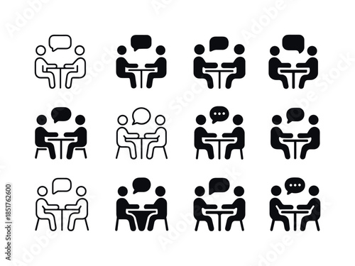 Parent-Teacher Icons Grid. parent-teacher meetings. Icon set. Se