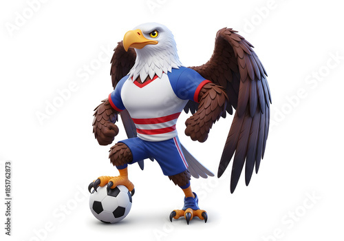 Animated Eagle in Athletic Kit Kicking Soccer Ball