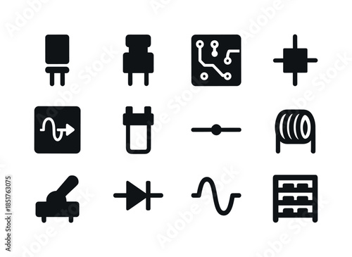 Power Electronics Icons. Power electronics. Solid icon set of po