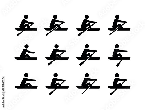 Rowing Techniques Icons. rowing techniques. Solid icon set of ro