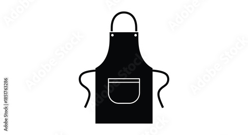 Simple black kitchen apron design with straps and pocket a striking silhouette