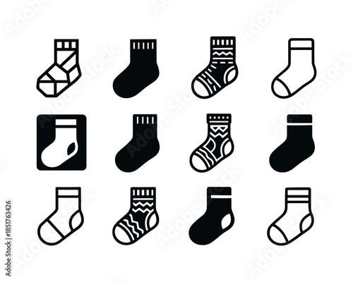Socks Logo Icons. Socks. Icon set. Set Logo of Socks: wool sock.