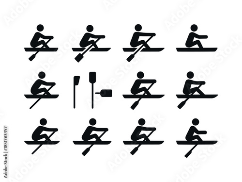 Rowing Techniques Icons. rowing techniques. Solid icon set of ro