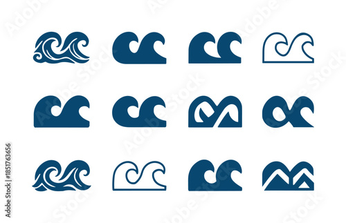 Ocean Waves Logo Set. Ocean waves. Icon set. Set Logo of Ocean w