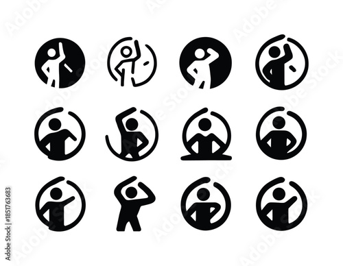 Stretch Break Icons. Taking a break from work to stretch. Icon s