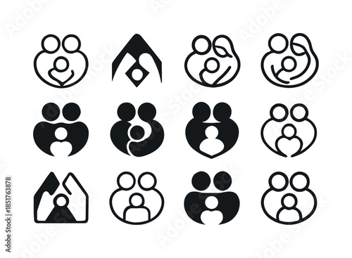 Family Logo Collection. family. Icon set. Set Logo of family: pa
