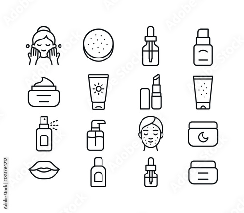 Beauty Routine Icons. Beauty Routine. Line icon set of Beauty Ro