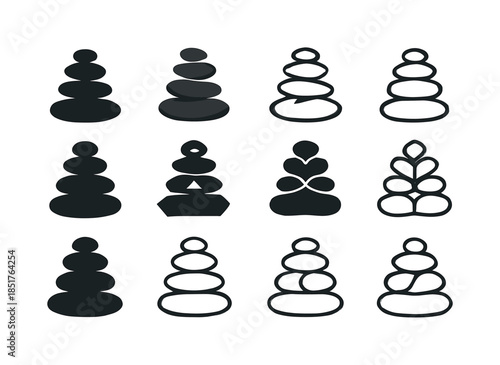 Meditative Icon Variations. Meditating. Icon set. Set Logo of me