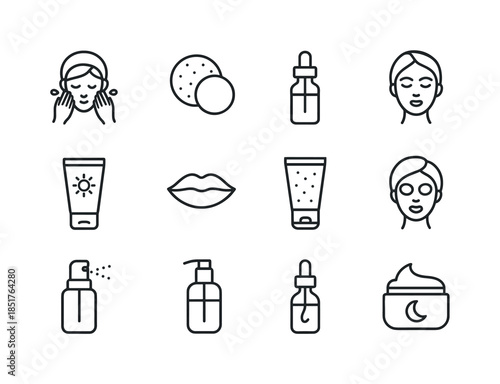 Beauty Routine Icons. Beauty Routine. Line icon set of Beauty Ro