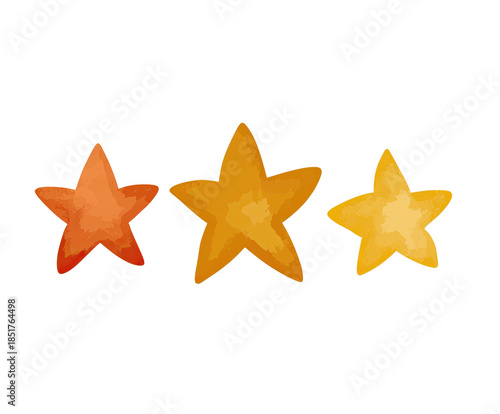 Artistic Representation of Colorful Stars Displaying a Gradient of Warm Tones, png, isolated on transparent background in a Modern Abstract Style