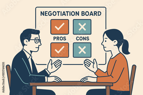Negotiation Board Meeting Pros and Cons Discussion Between Two People.