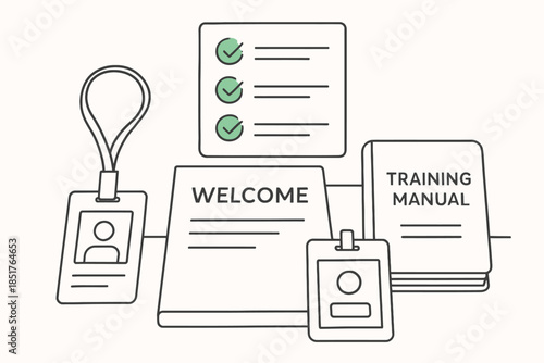 New Employee Onboarding Kit with Welcome Letter and Training Manual.