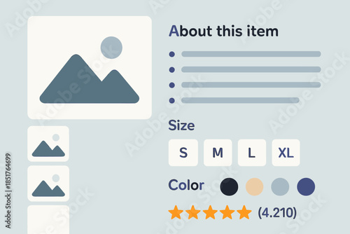 Product Details Displaying Size Color and Customer Ratings.