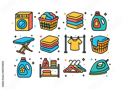 Laundry Room Icons. Laundry Room. Colorful isometric vector icon