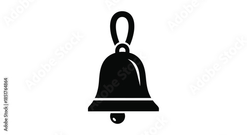 Simple black bell icon a classic symbol of notification and ringing silhouette
