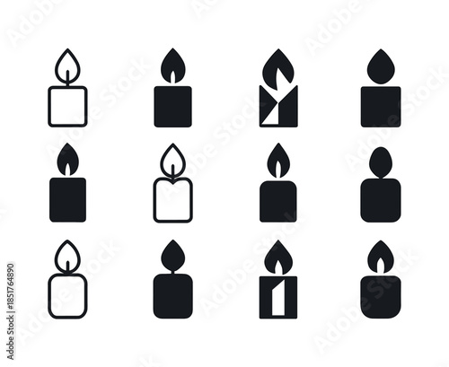 Candle Logo Variations. Candles. Icon set. Set Logo of Candles: