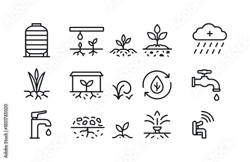 Drought Solutions Icons. Drought solutions. Line icon set of dro