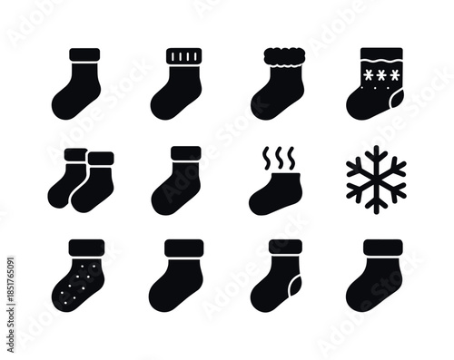 Warm Sock Icons. Warm socks. Solid icon set of warm socks: wool