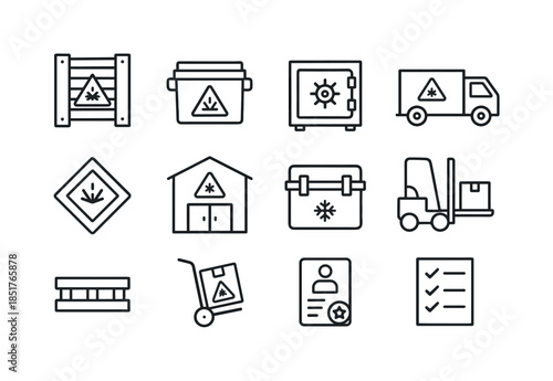 Explosive Icon Design. Explosive Storage and Transport. Line ico