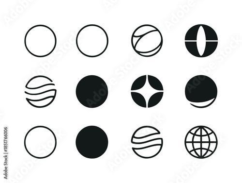 Sphere Logo Variations. Sphere. Icon set. Set Logo of Sphere: sp