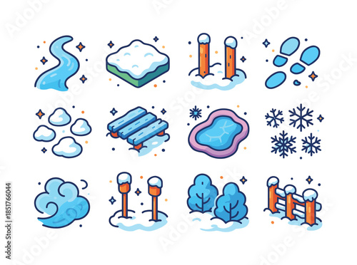 Cold Pathway Icons. Cold Pathways. Colorful isometric vector ico