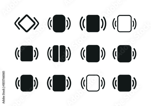 Vibrational Icon Set. Shaking. Icon set. Set Logo of Shaking: so