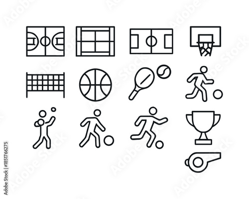 Indoor Outdoor Sports Icons. Indoor & Outdoor Sports. Line icon